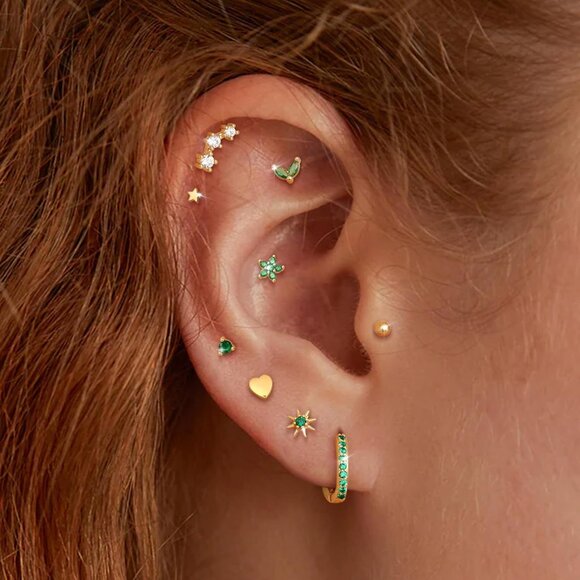 25PCS Hypoallergenic Gold-Plated Surgical Steel Stud and Hoop Earrings for Sensi - Picture 6 of 6